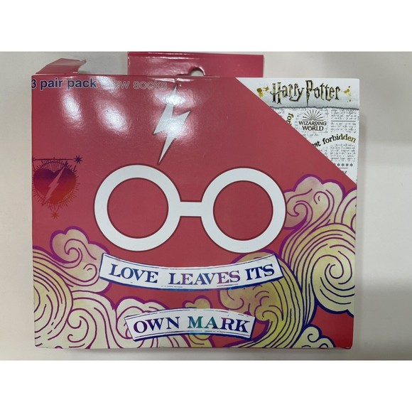 Harry Potter Women's Crew Socks 4-10 Valentine's Love Gift Box 3pk Pink - Picture 1 of 2